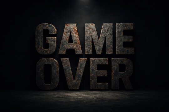 Rust Textured Game Over Message On Black Background

