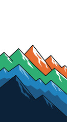 Colorful Stylized Mountain Peaks Illustration