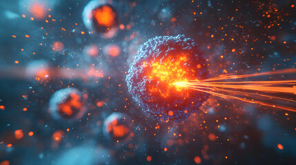 High-tech laser beams focusing on cancer cells during photodynamic therapy, demonstrating precise and targeted cancer treatment, advanced medical technology, and innovative oncology therapy 99360540 1