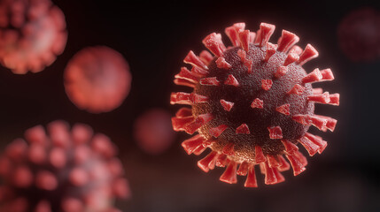 Razor blade-shaped virus particles in dark space, symbolizing the looming threat of a new COVID variant.