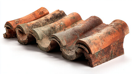 Pack of roof ridge tiles isolated, showcasing texture and color