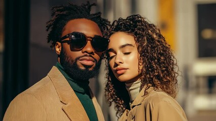 Modern Urban Couple Confidently Showcasing Personal Charm