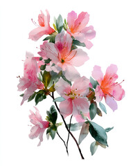 Obraz premium pink lilies flowers watercolor illustration