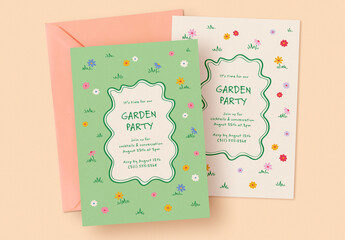 Garden Party Invitation with Hand-Drawn Illustrations