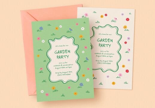 Garden Party Invitation with Hand-Drawn Illustrations