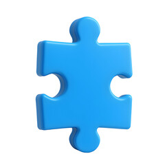 Fototapeta premium Glossy, blue puzzle piece isolated on black, casting a slight shadow beneath