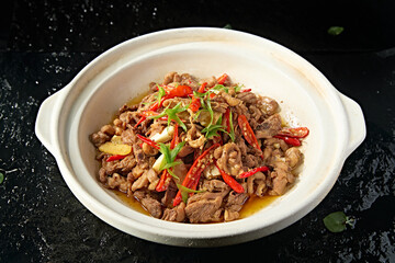 Chinese food Hunan cuisine delicious casserole garlic spicy firewood chicken pot