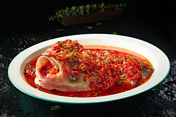Chinese cuisine delicious classic chopped pepper fish head
