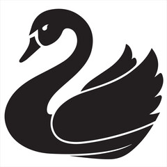 Obraz premium Elegant Swan Logo Vector in Silhouette Style – Graceful Bird Symbol Design for Luxury Branding, Beauty Products, Spa, Wedding, Fashion, Nature, and Minimalist Business Themes