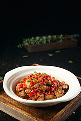 Chinese food Hunan cuisine delicious casserole spicy pepper pork ribs