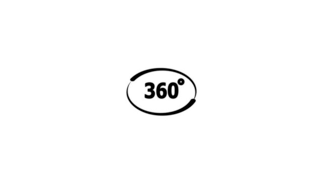 360 degree rotate view icon animation on white background.