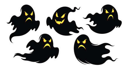 Fototapeta premium Frightening spooky ghost characters for halloween night decorations and party invitations