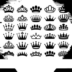Crown and Tiara Silhouettes Collection vector bundle