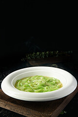 Fried Zucchini Strips in Thick Soup