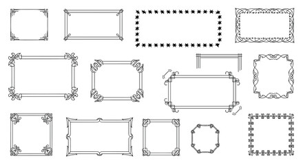Collection of decorative geometric borders and ornate frames vector illustration elements
