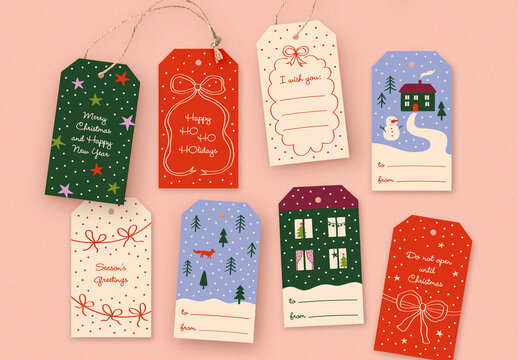 Colorful Holiday Gift Tags