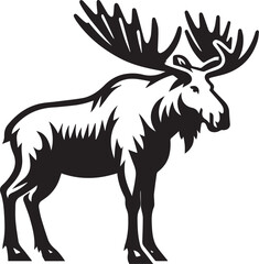 Moose Vector In Black and White