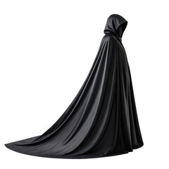 A dramatic and mysterious black hooded cape on transparent 