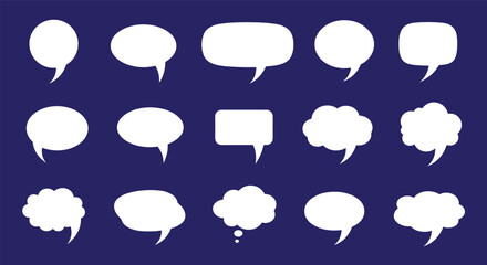 Fototapeta premium Diverse speech bubbles and thought clouds collection for visual communication projects