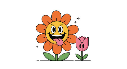 Fototapeta premium Whimsical flower pals enjoying a sunny day together