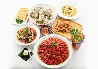 Summer food stalls seafood meal set