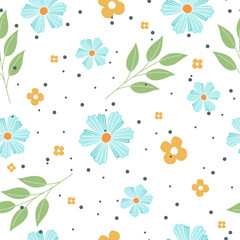 seamless pattern flowers on white background