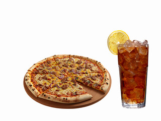 Whole Pizza with Iced Lemon Tea 
