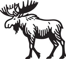 Moose Vector In Black and White