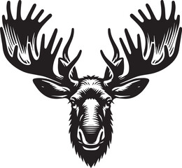 Moose Vector In Black and White
