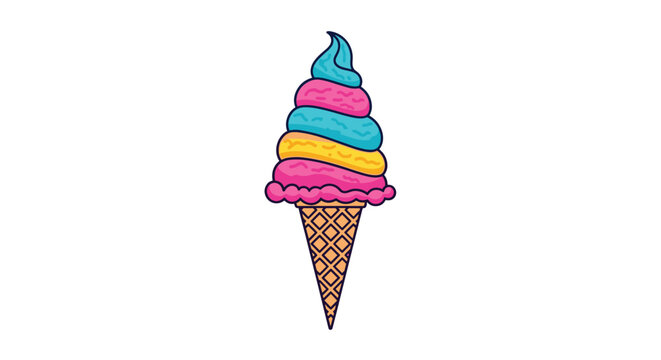 Vibrant swirled ice cream cone delight a cold treat for a warm day