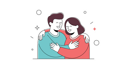 Obraz premium Joyful couple embracing with happiness and affection in a tender moment
