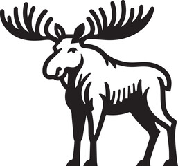 Fototapeta premium Moose Vector In Black and White