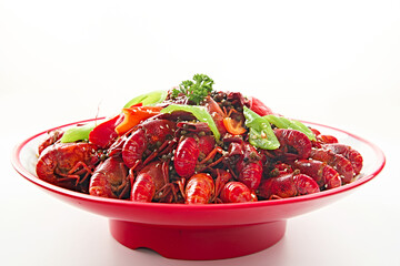 Summer food stalls delicious spicy crayfish