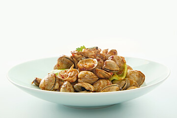 Summer food stalls spicy clams