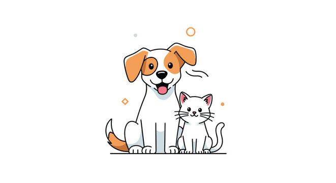 Adorable companions a happy dog and cat friends together forever