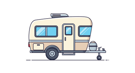 Naklejka premium Retro camper trailer adventure getaway family travel outdoor recreation