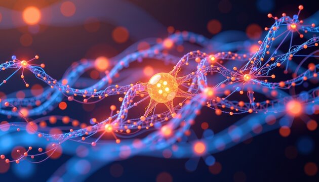 a radiant artistic depiction of a neural network's activation functions glowing and rippling in sequ