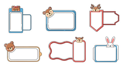 Adorable animal themed speech bubbles and frames for content creation and design projects