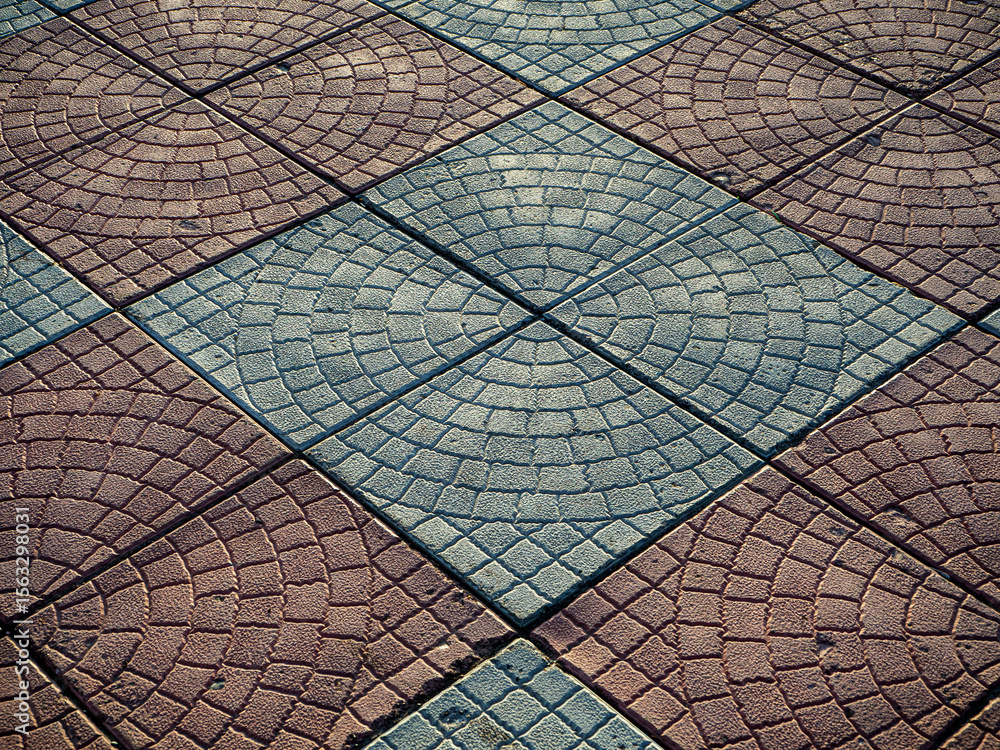 Poster abstract stone background with paving slabs. square paving slabs with a rounded pattern. connecting 