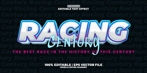 Racing Century editable text effect in modern trend style
