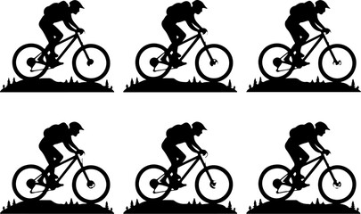 Obraz premium Mountain Biker Hiking man vector bundle