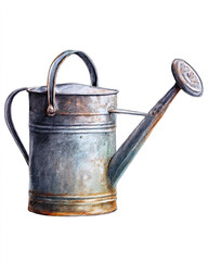 watering can watercolor illustration on white