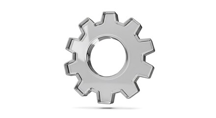 Obraz premium Translucent glass cogwheel, isolated on white background, showing intricate detail and three-dimensional form.