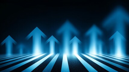 Futuristic Background with Glowing Blue Arrows Symbolizing Progress and Growth for Promotion