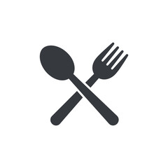 Spoon and fork icon isolated on white background.