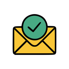 Vector envelope with check symbol representing email success delivery message approved or verified status

