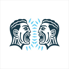 Fototapeta premium Haka Tapere Chant Illustration, Maori Culture Haka Tapere Game chant open mouth