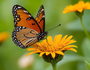 Fototapeta premium butterfly on flower, butterfly on flower HD 8K wallpaper Stock Photographic Image