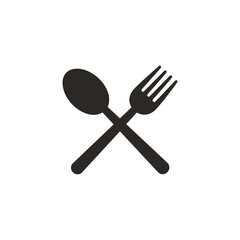Spoon and fork icon isolated on white background.