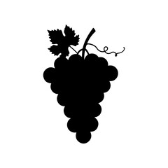 Grapes with leaf silhouette vector flat illustration design.
